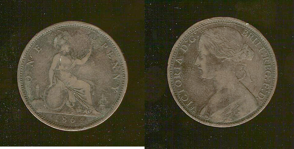 English penny 1864 gVF